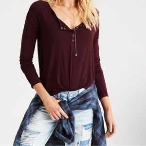 American Eagle Soft & Sexy Henley Tee (XS)